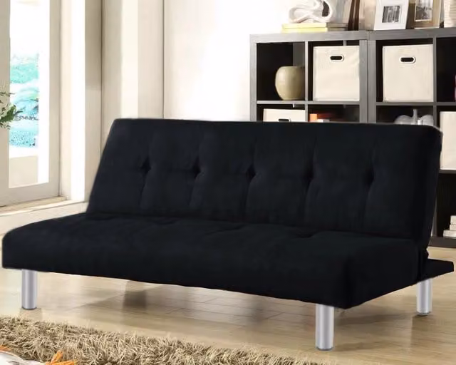 Divano letto 3 posti, reclinabile in microfibra nero180 cm Sicorage Soffy