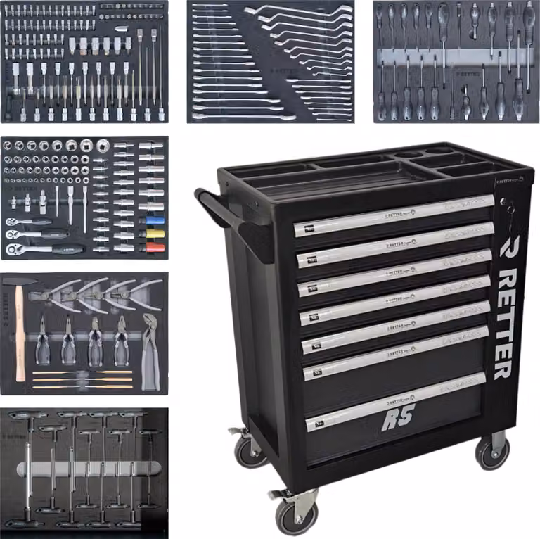 Carrello portautensili R5 con 276 utensili | 7 cassetti - Carrello da officina RETTER