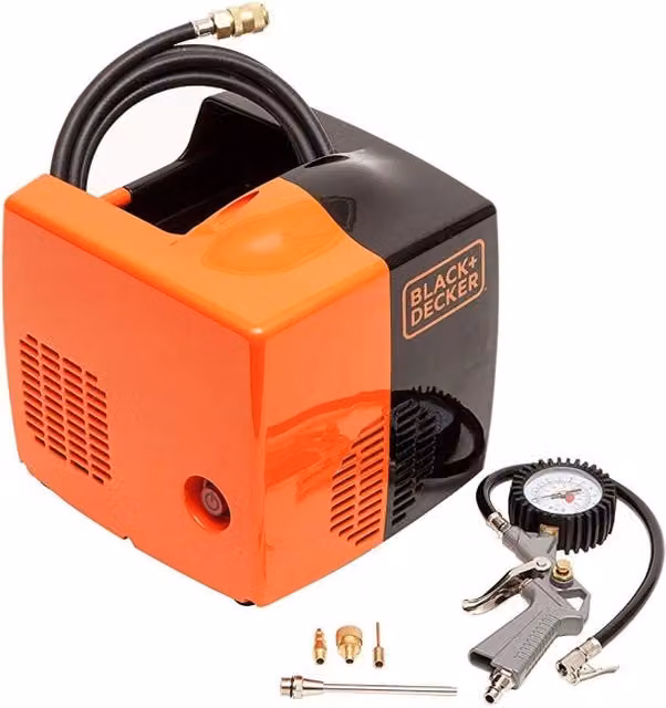 Black+Decker Compressore d'Aria da 8 Bar in Metallo Nero e Arancione