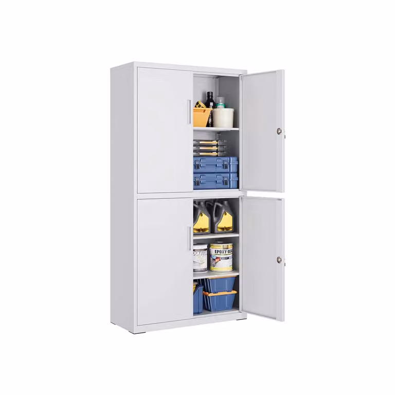 Armadietto in metallo con ripiani regolabili per garage ordinato, Grigio Opaco / 40 x 80 x 180 cm
