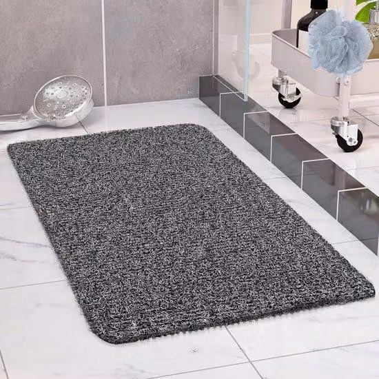 Tappetino antiscivolo per doccia, 40 x 80 cm, con scarico - tappetino antiscivolo in PVC morbido a forma di luffa per doccia - tappetini per doccia ad asciugatura rapida (bianco + nero)