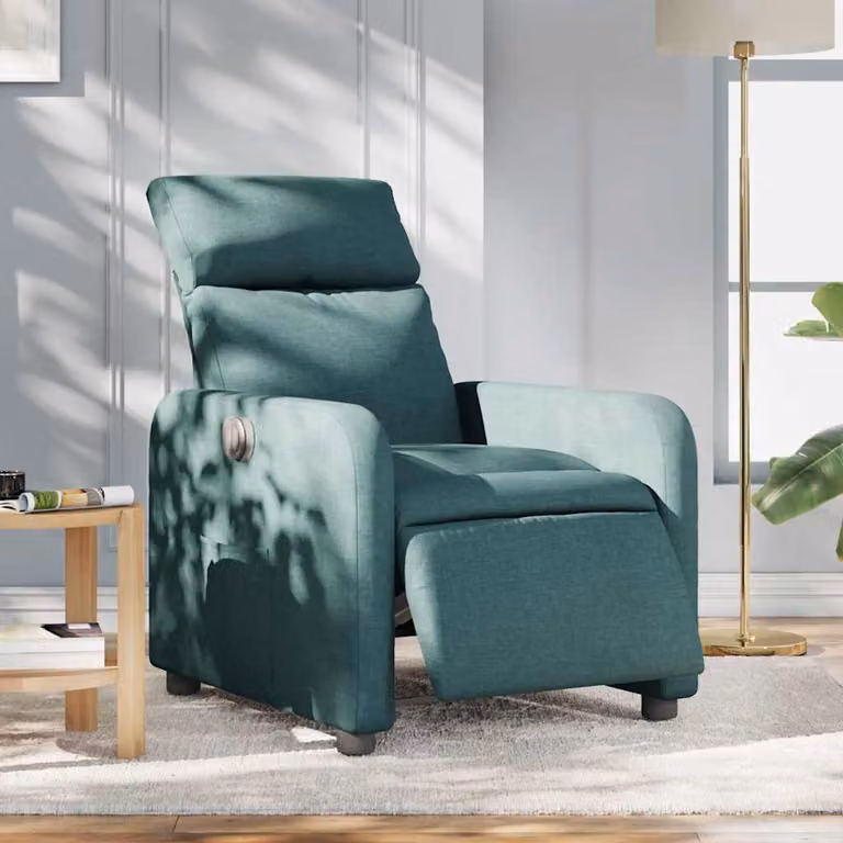 vidaXL Poltrona Reclinabile Elettrica in Tessuto Verde con Braccioli e Funzione Auto-return