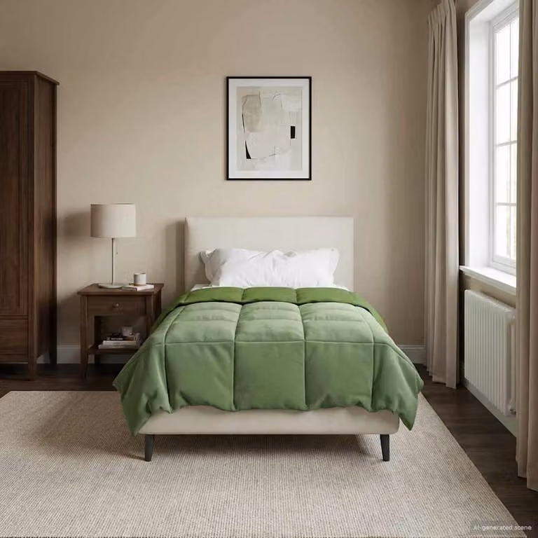 Piumino estivo traspirante e reversibile vidaXL in microfibra verde L/P: 140 x 200 cm