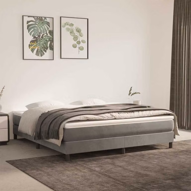 vidaXL Materasso a Molle Insacchettate in Velluto Grigio Chiaro L: 152 cm, P: 203 cm, H: 20 cm