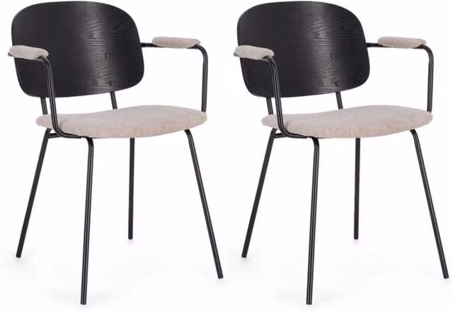 Set di 2 sedie Sienna GIORDANOSHOP in tessuto con struttura in legno e metallo L: 57 cm, P: 60 cm, H: 80 cm