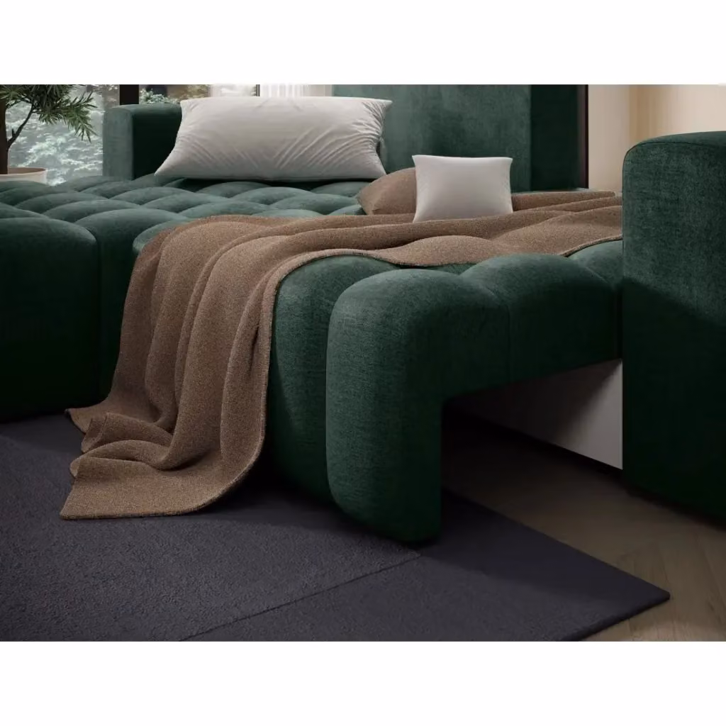 Divano ad angolo convertibile DORY MEUBLORAMA verde con contenitore e funzione letto, L 250 cm – 2