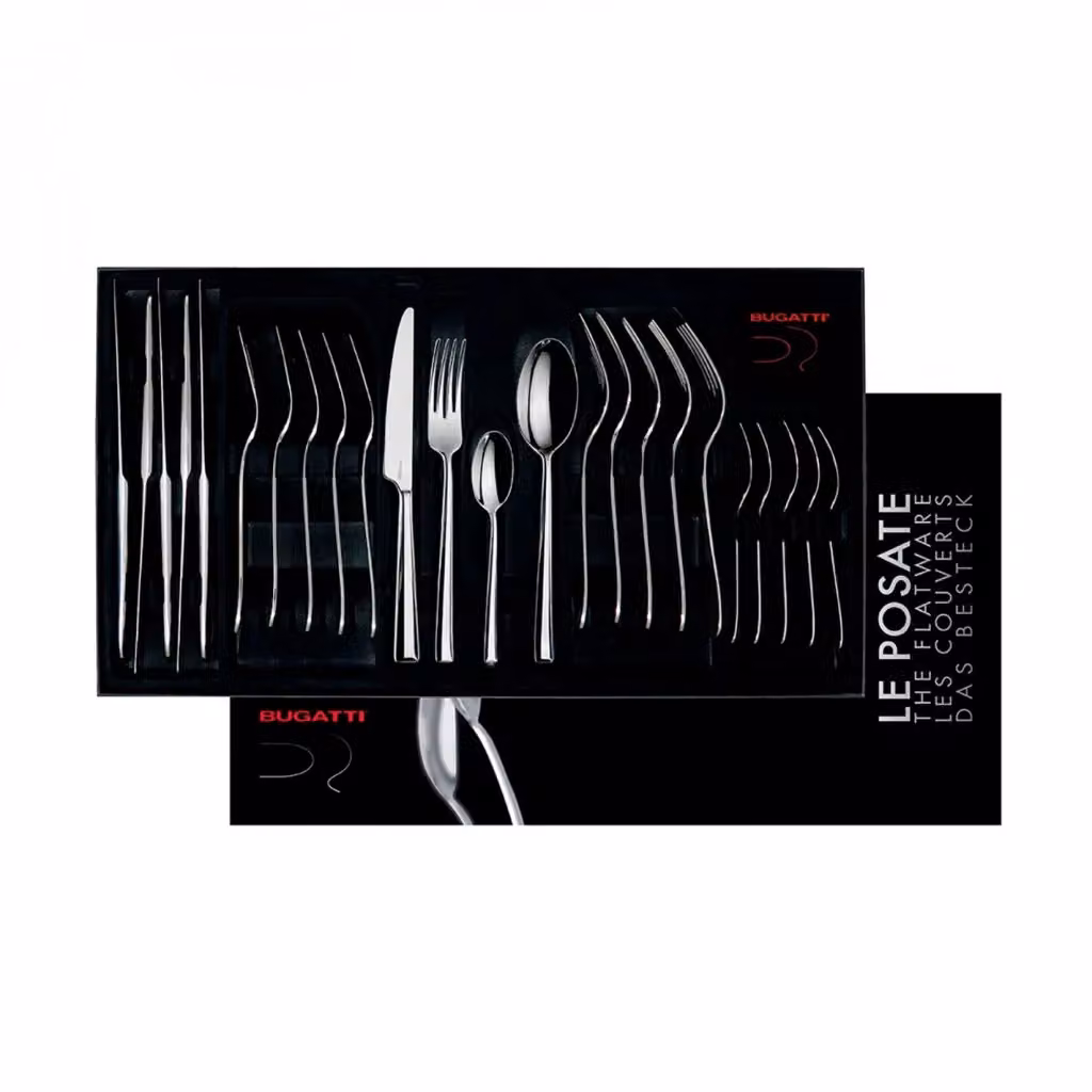 Set di posate Duetto Casa Bugatti in acciaio inox argentato, 24 pezzi con scatola Gallery – 2