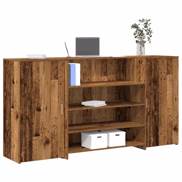 vidaXL Banco Reception in Legno Vecchio Marrone L: 200 cm, P: 50 cm, H: 103,5 cm