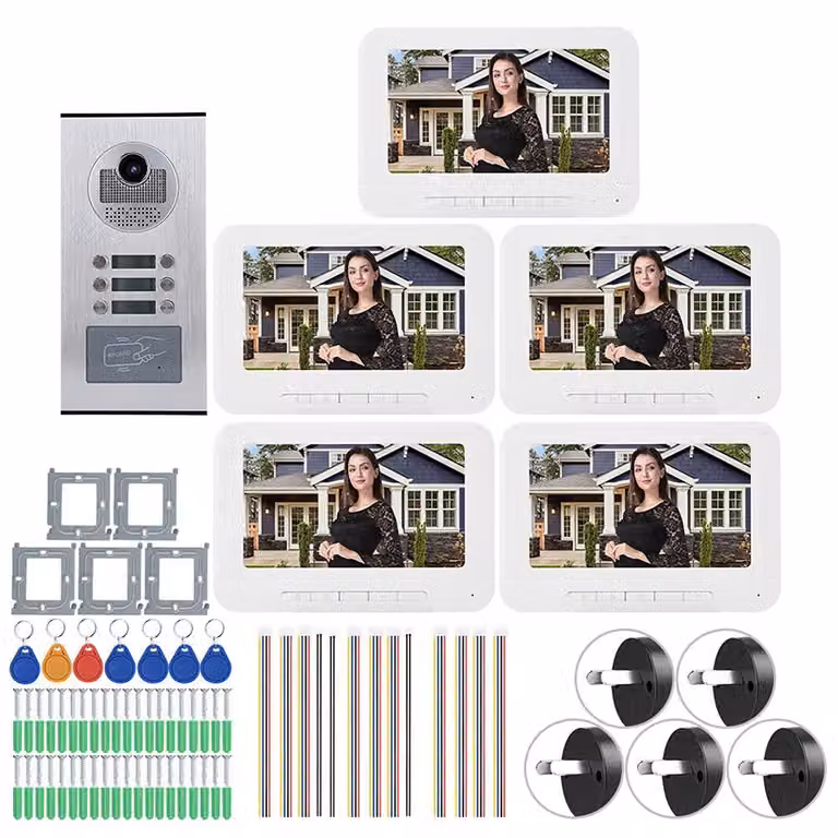 Kit videocitofono da interno con schermo da 7 pollici, visione notturna a infrarossi, controllo della serratura elettrica, modello cablato