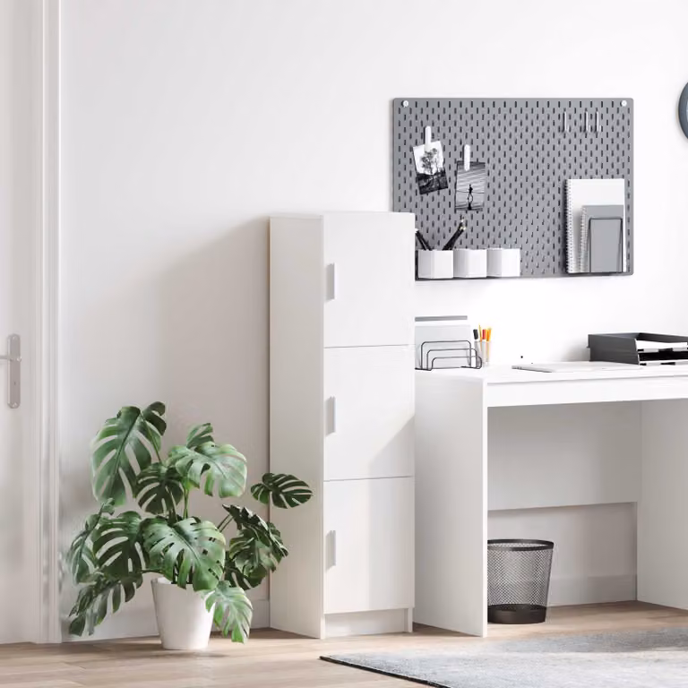 Credenza moderna vidaXL in bianco con ante a battente L/P/H: 122.5 x 31.5 x 32 cm