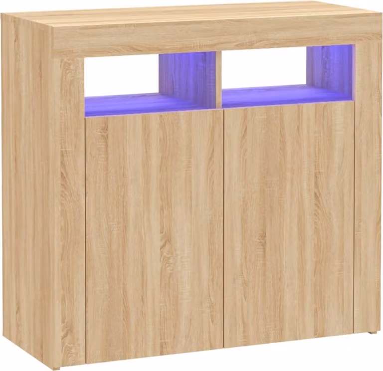 Credenza con Luci LED Rovere Sonoma 80x35x75 cm