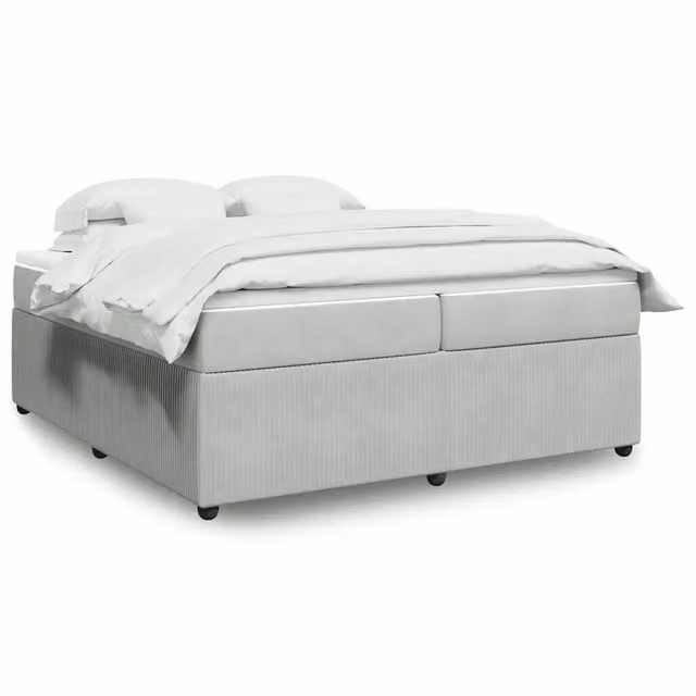 Letto a molle con materasso ibrido vidaXL in velluto grigio e bianco L/P: 200 x 200 cm
