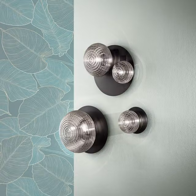 Applique Plafoniera Ondaluce Tonda in Metallo e Vetro Disponibile in Nero, Oro o Bianco