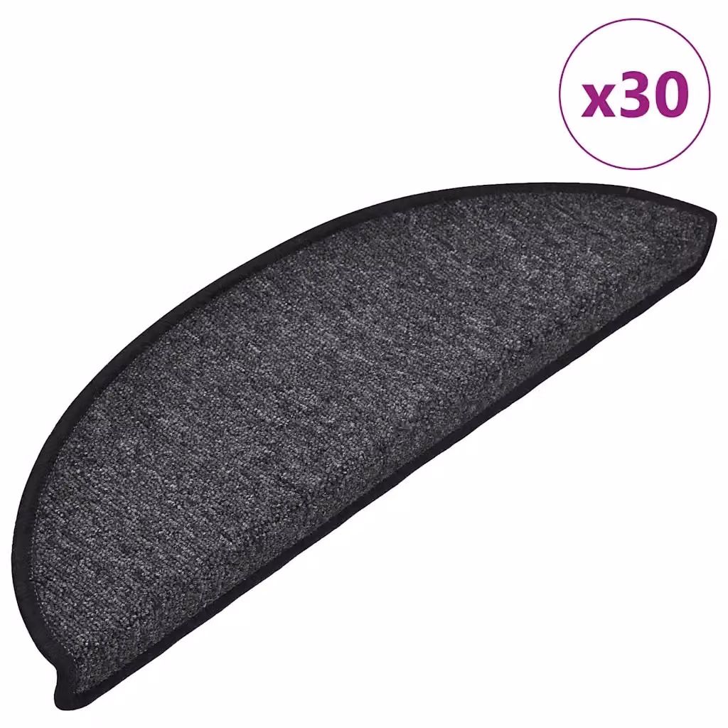 Set di 30 tappetini per scale semicircolari DESIGN IN in polipropilene, antiscivolo e fonoassorbenti, colore antracite, L: 56 cm, P: 17 cm, H: 3,5 cm – 2