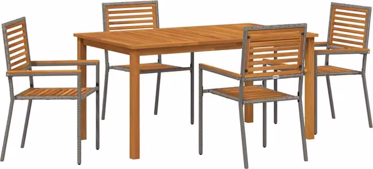 Set da Pranzo per Giardino 5 pcs Grigio