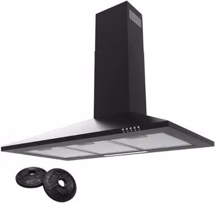 Cappa aspirante 90 cm nero - Cappa aspirante inclinabile 90 cm con classe energetica A++ - Cappa aspirante ricircolante per funzionamento silenzioso