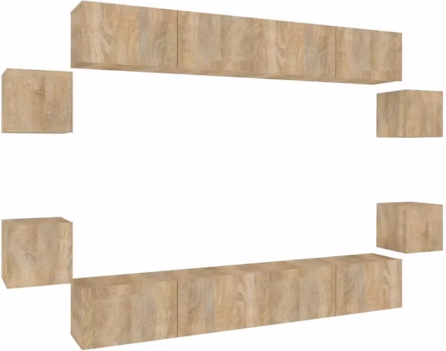 Set Mobili Porta TV 8pz | Armadietto TV | Mobile Porta TV Rovere Sonoma in Legno Multistrato