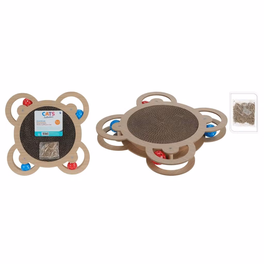 Tiragraffi per gatti interattivo 4 palline 35,5x35,5x4cm