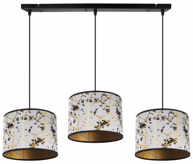 Lampada a sospensione, lampadario, paralume, motivo dorato