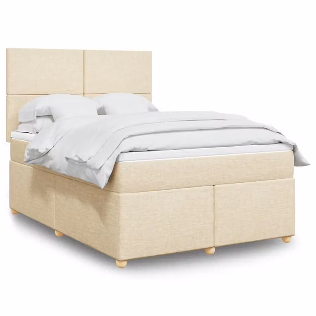 Letto Ibrido con Giroletto a Molle e Materasso vidaXL in Tessuto Beige e Bianco L/P/H: 160 x 200 cm