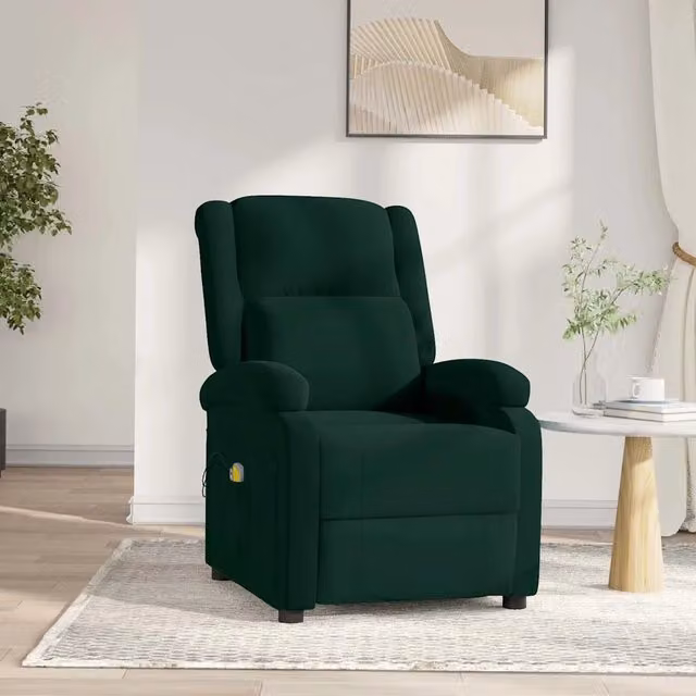 Poltrona Relax Elettrica vidaXL in Velluto Verde con Braccioli e Imbottitura in Schiuma
