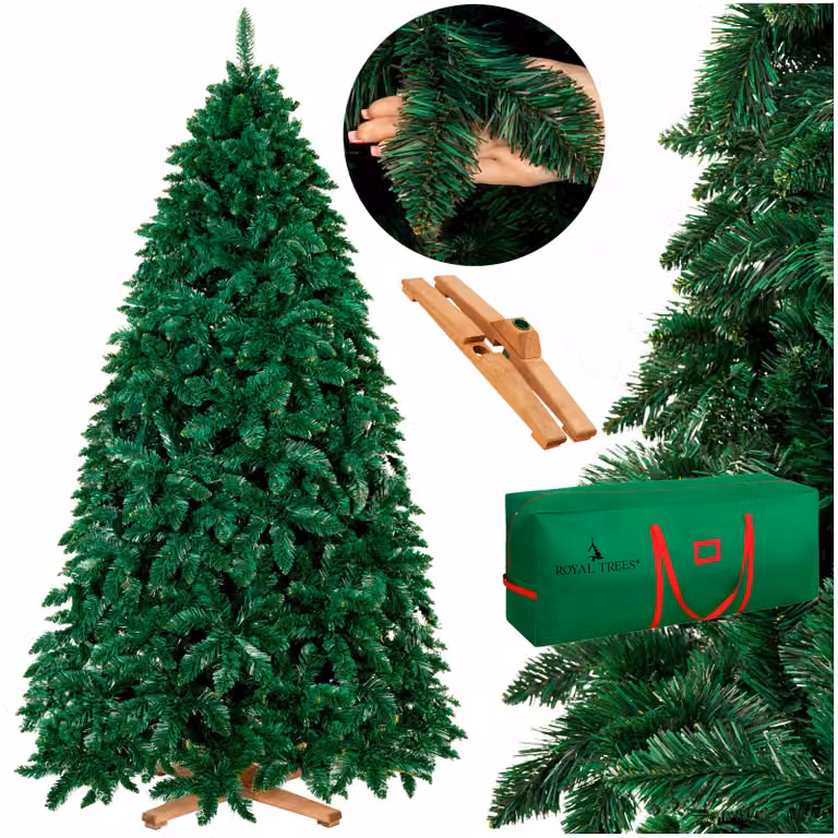 Albero di Natale artificiale Royal Trees® 240 cm Pino silvestre fitto con 1084 punte | Albero di Natale Deluxe realistico con supporto in legno e sacca per riporlo