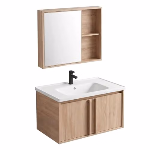 Rea - Set di mobili da bagno con lavabo Gama T25023 Bxm 70 cm - Beige - Ceramica sanitaria, plastica - 44 x 70 x 47 cm