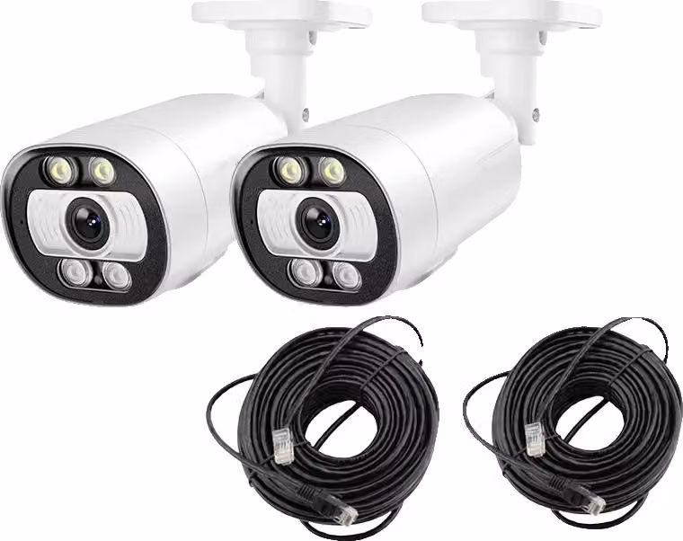 Telecamera IP POE, riconoscimento delle persone, audio bidirezionale, 2 cavi aggiuntivi da 5 MP, spina UE, 3,6 mm