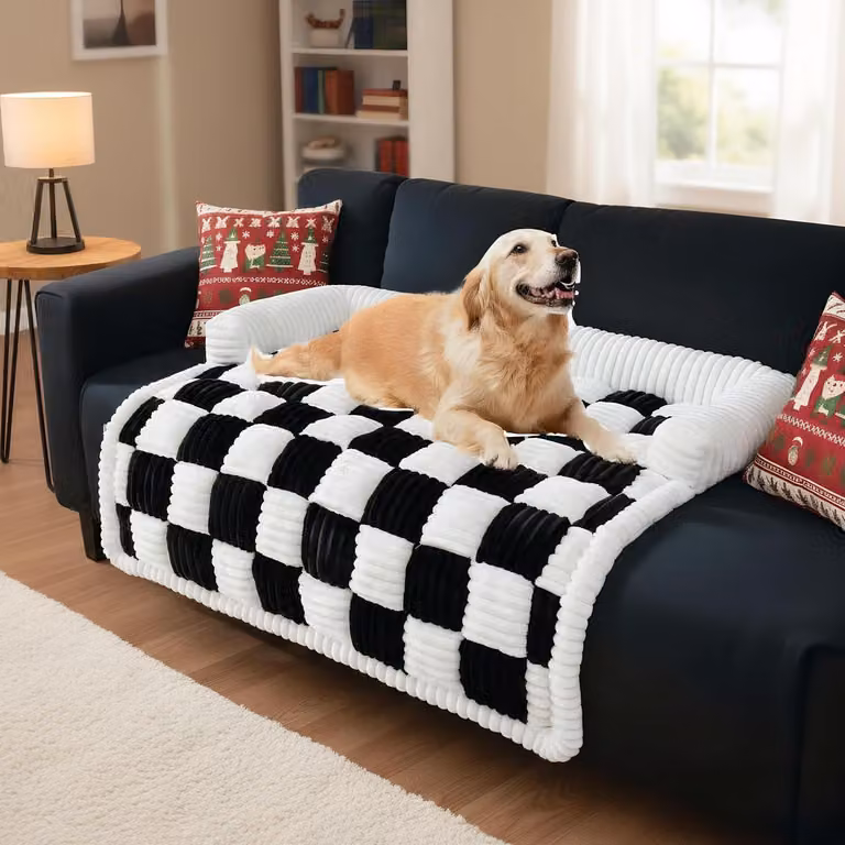 Tappetino per cani, coprimaterasso, lavabile, in peluche, colore nero, dimensioni: 90 x 90 x 13 cm