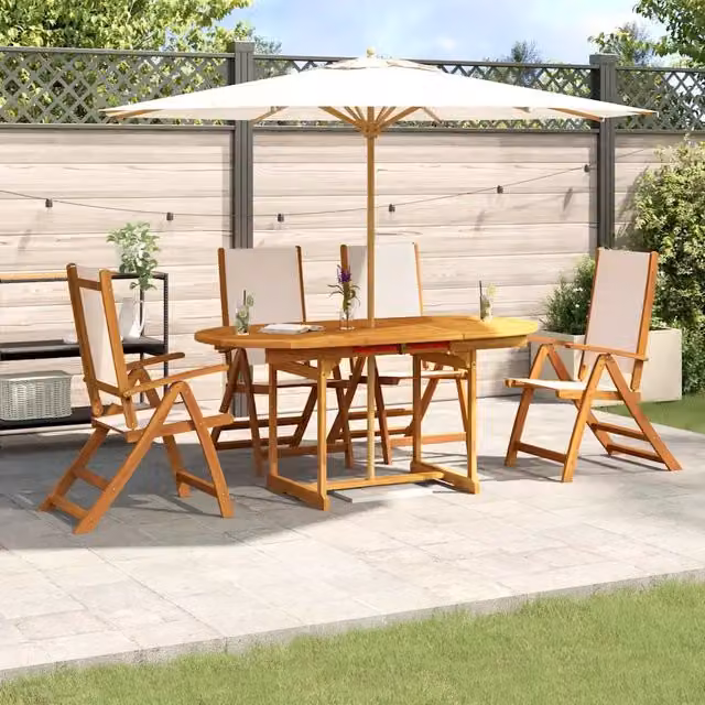 Set Pranzo da Giardino 5pz Legno Massello di Acacia e Textilene 3279280