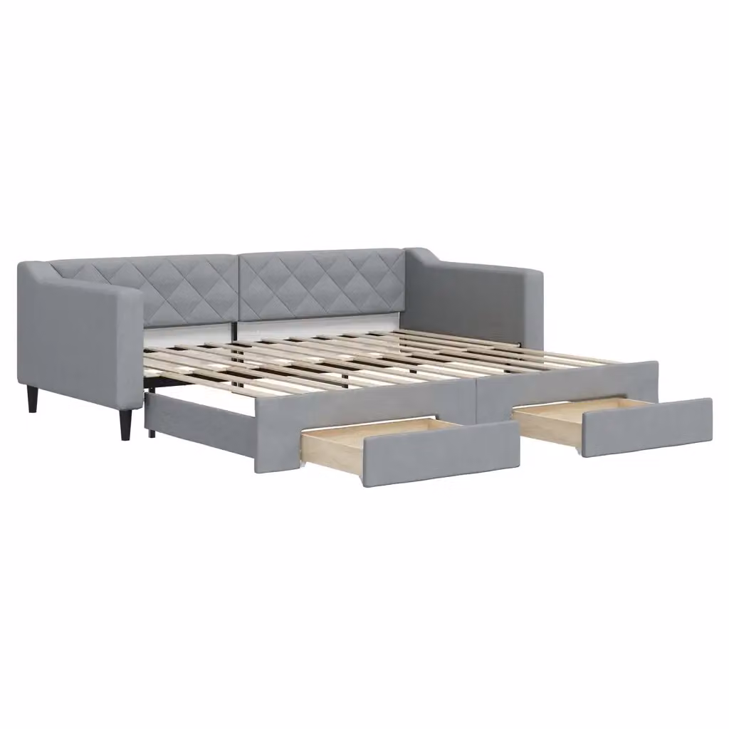 Divano Letto Estraibile con Cassetti vidaXL Grigio Moderno in Tessuto L/P/H: 223 x 90 x 67 cm – 2