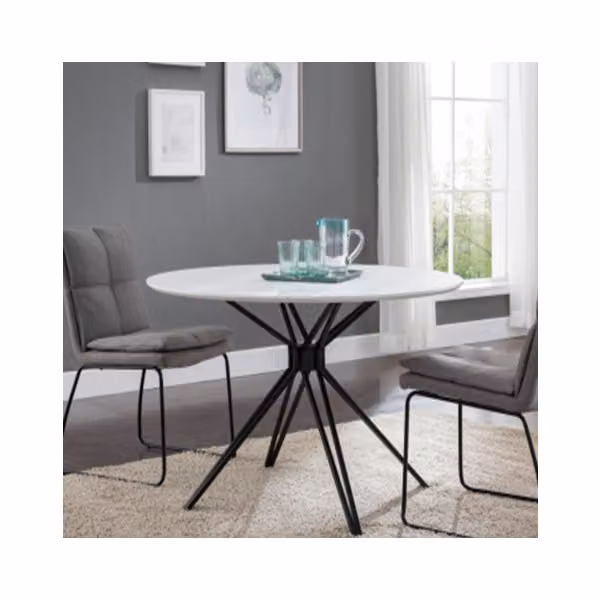 CasaDolce tavolo da pranzo SANMODE, 100x100x75 cm, bianco e nero, metallo e legno, rotondo