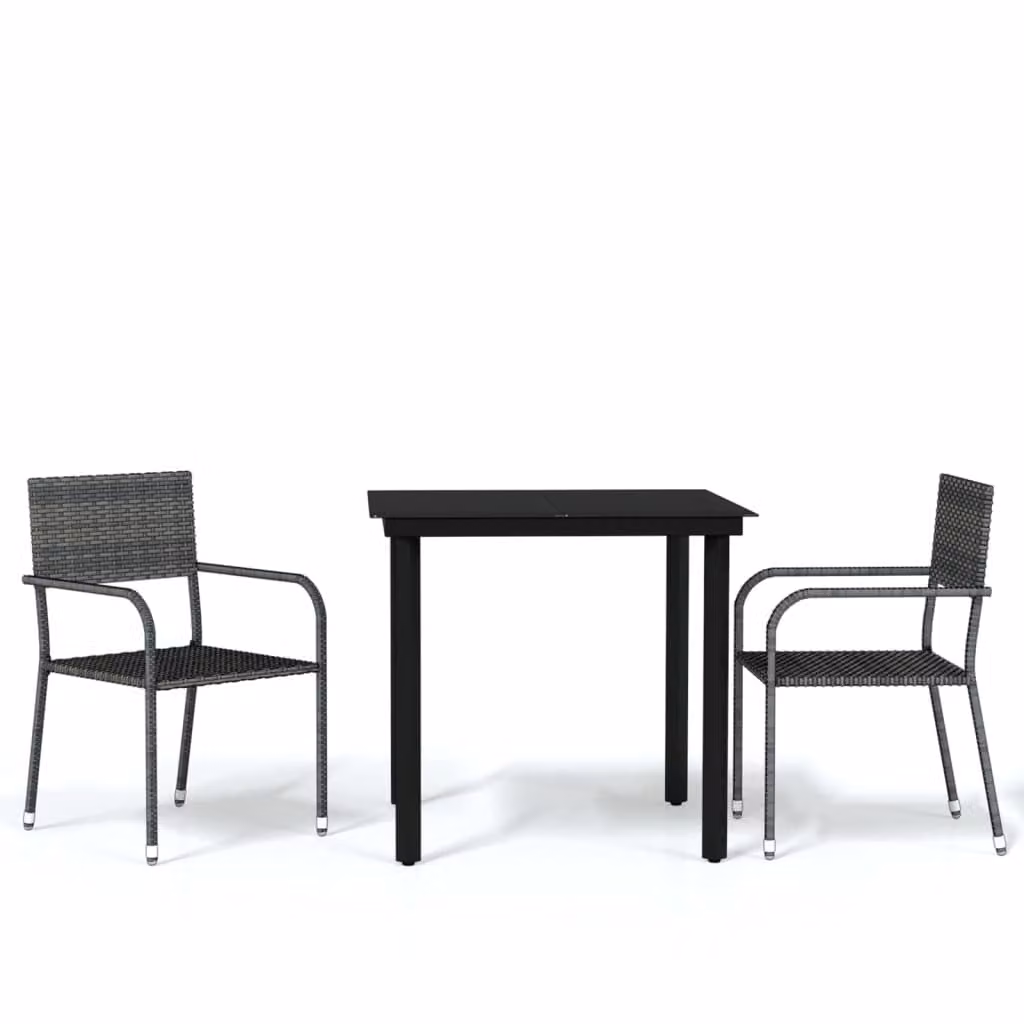 Set Mobili da Pranzo per Giardino 3 pz Grigio