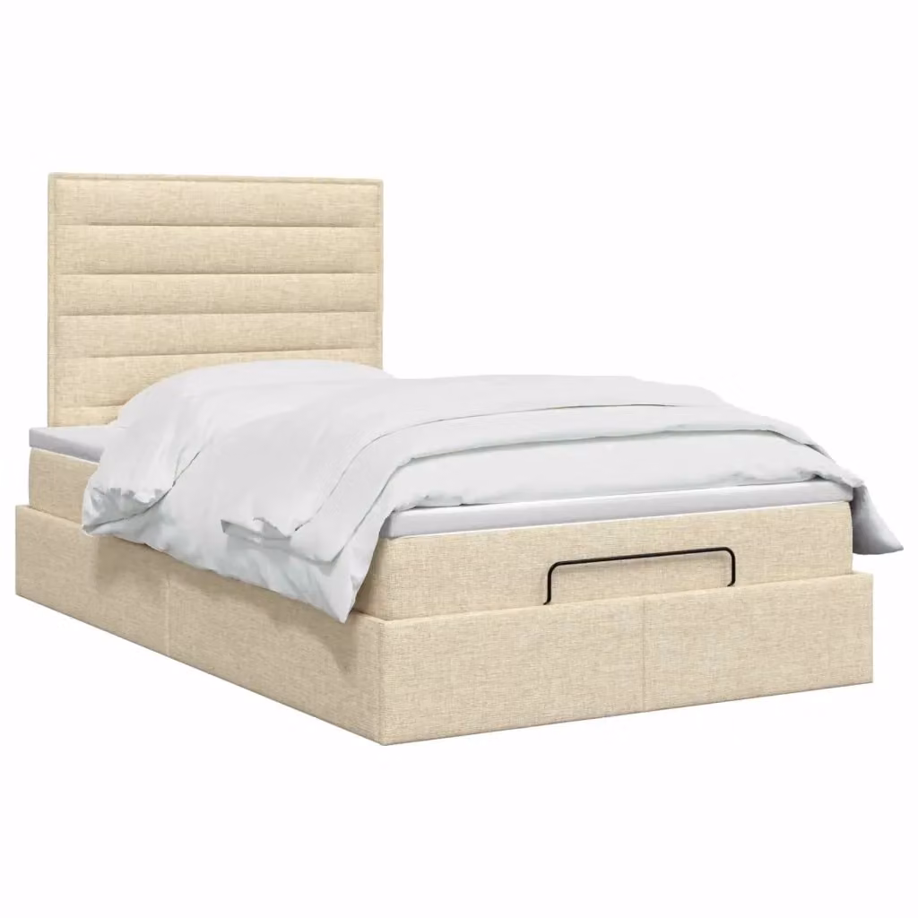 Letto Ottomano vidaXL con Materasso Ibrido e Illuminazione LED Sotto il Letto, Colore Beige e Bianco, L/P/H: 200 x 120 x 88 cm – 2