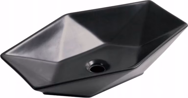 Lavabo asimmetrico nero 12,7x57,5 cm in Vetroceramica semiopaca