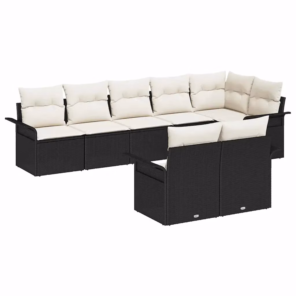 Set Divano da Giardino a L vidaXL 8 Pezzi Nero con Cuscini e Tavolino in Polyrattan e Acciaio – 2