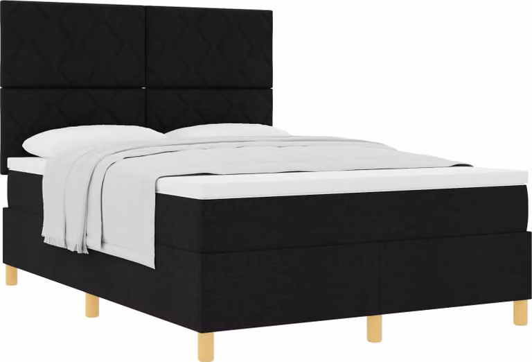 Letto a molle con materasso Nero 160 x 200 cm Tessuto