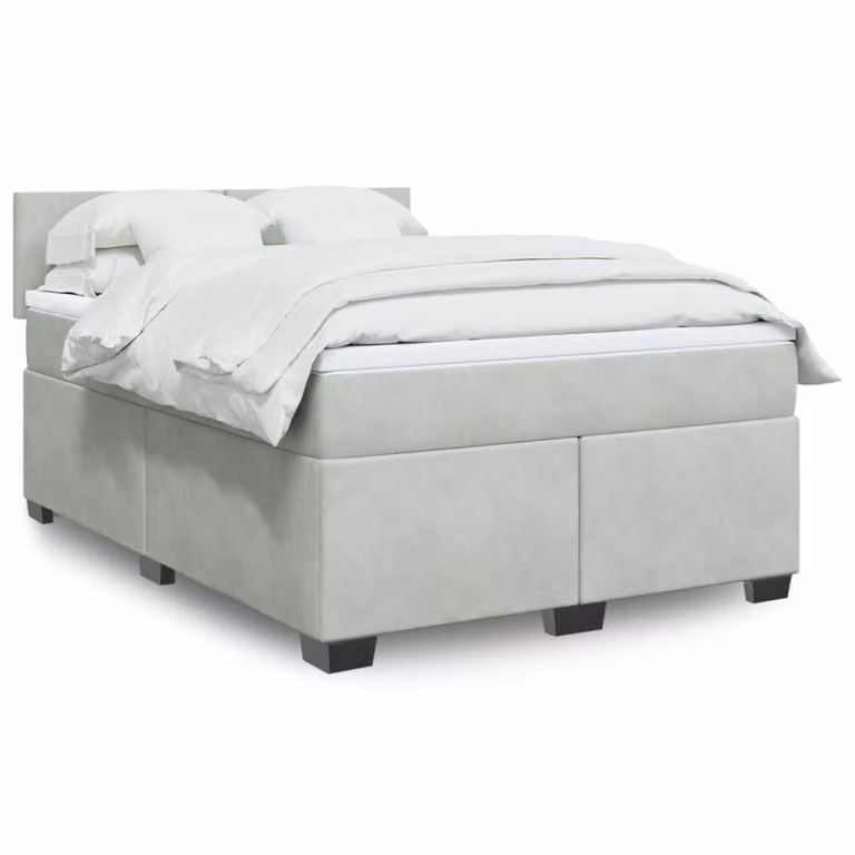 vidaXL Giroletto a Molle con Materasso in Velluto Grigio Chiaro L: 140 cm, P: 200 cm