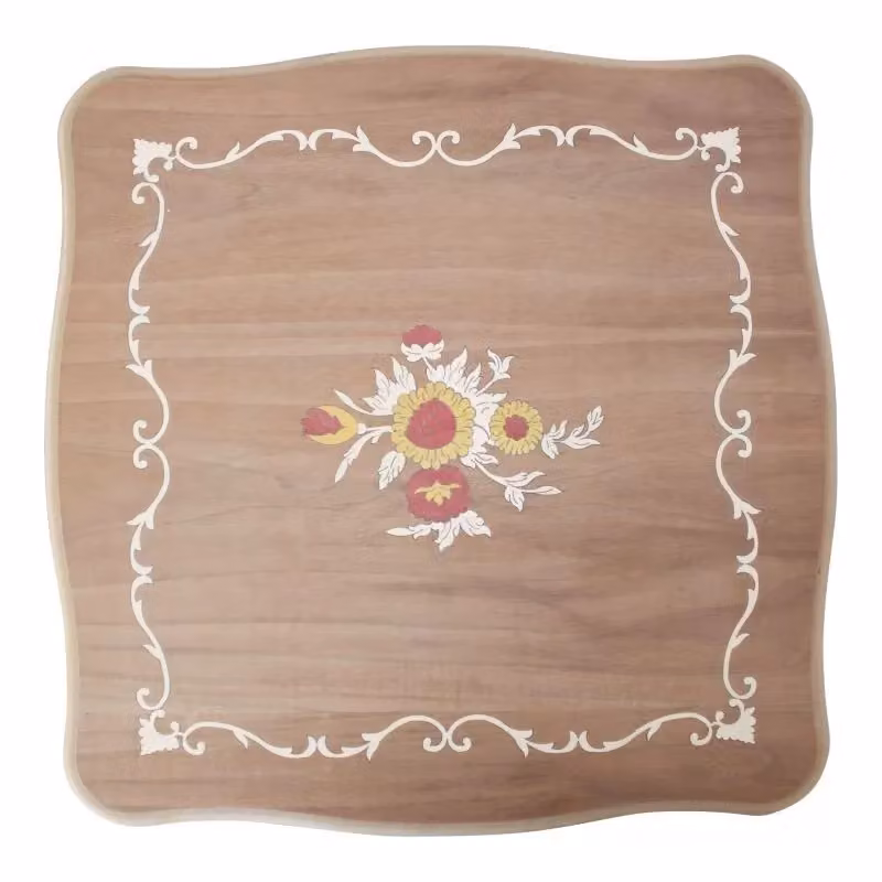 Tavolino quadrato in legno di faggio intagliato con decoro floreale Mobili 2G L/P/H: 50 x 50 x 45 cm – 2