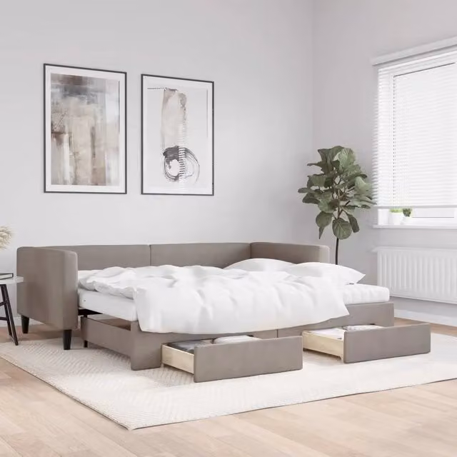 Divano Letto Moderno vidaXL in Tessuto con Struttura Imbottita, Colore Grigio e Beige