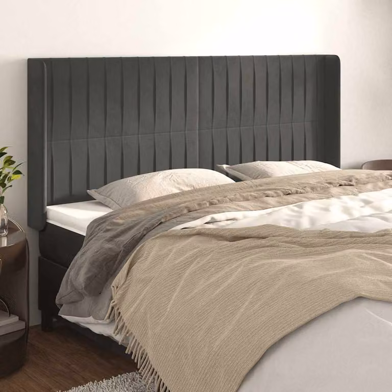 Testiera ad orecchio vidaXL in velluto grigio scuro L: 183 cm, P: 16 cm, H: 118/128 cm