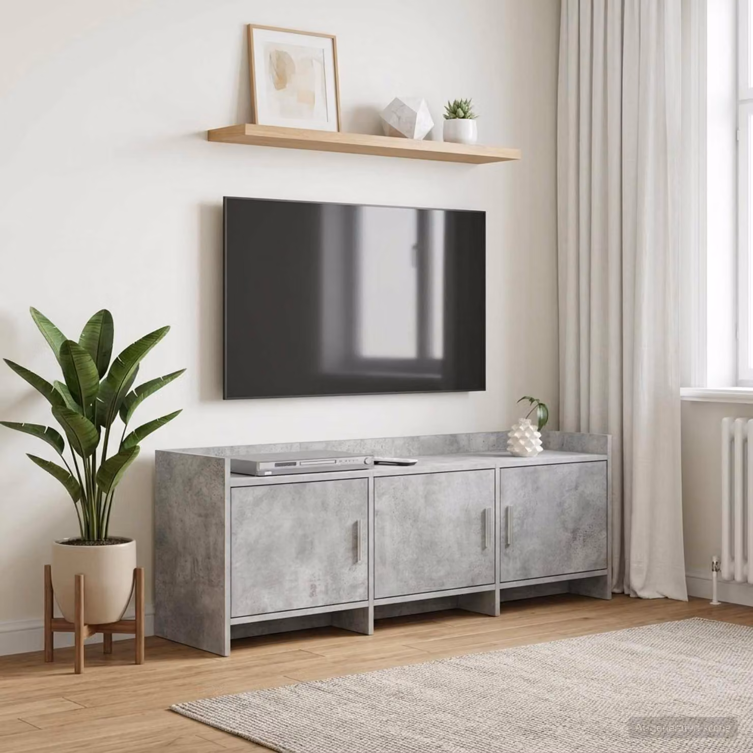 Mobile TV vidaXL moderno in legno e metallo, Grigio, L 130 x P 33 x H 47 cm