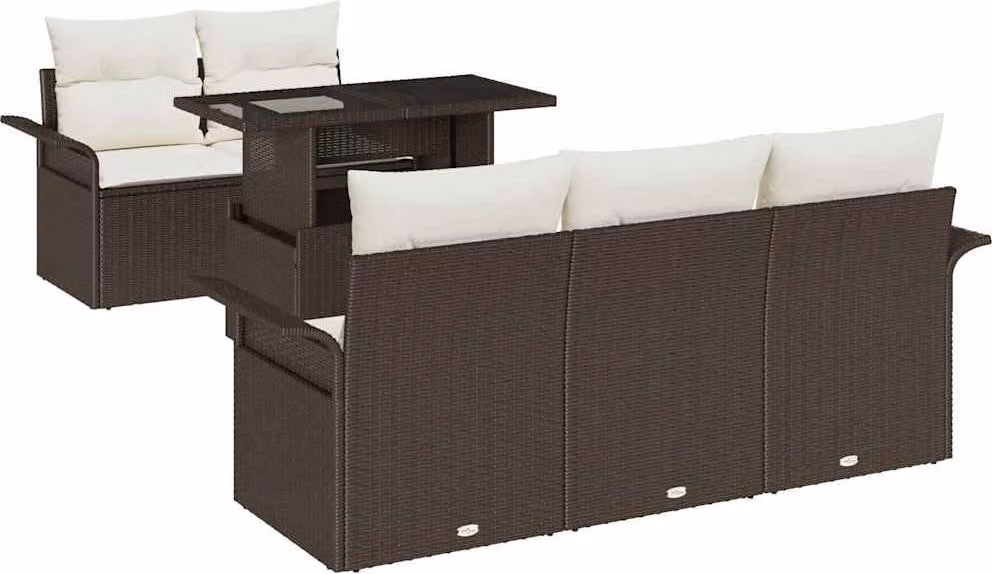 Set Divano da Giardino 6 pcs Marrone Rattan in Polipropilene