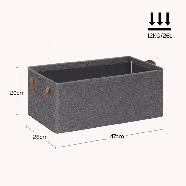 Contenitori portaoggetti - Organizzatori per abiti - Set da 3 - 47 x 20 x 28 cm - 26 litri - Impilabili - Pieghevoli - Tessuto non tessuto