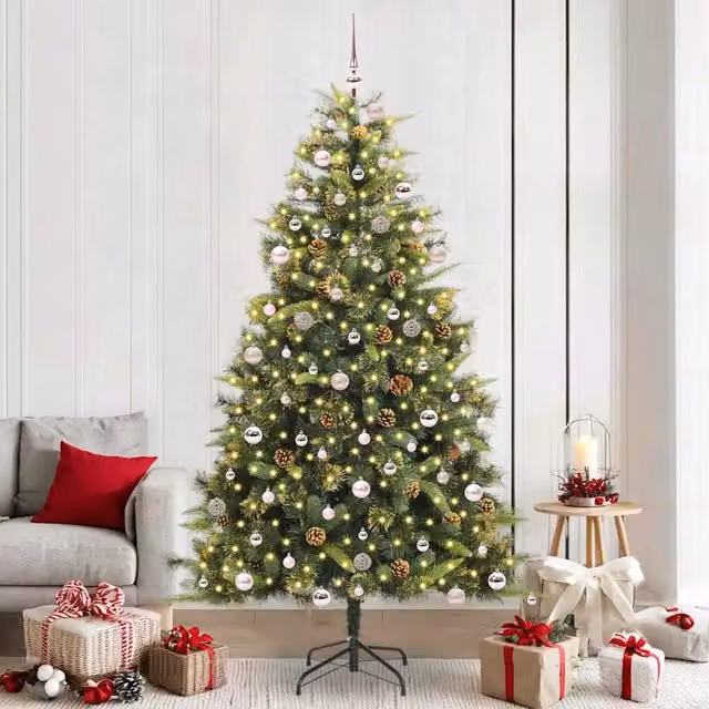 Albero di Natale artificiale pieghevole con coni 300 LED Verde 3395109