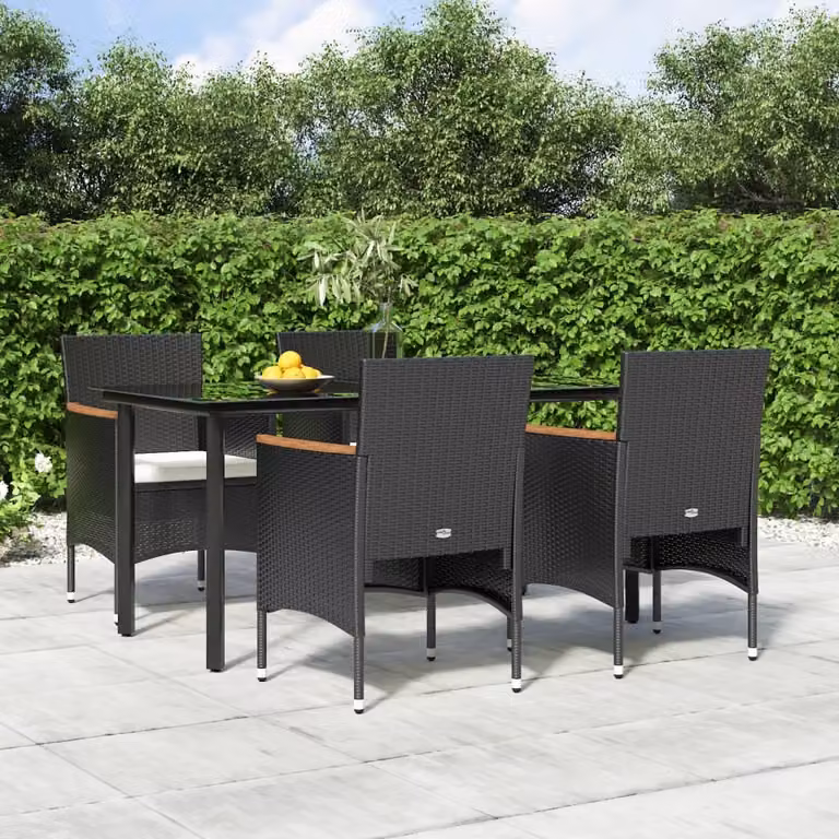 Maison Exclusive - Set da pranzo da giardino a 5 pezzi con cuscini, nero