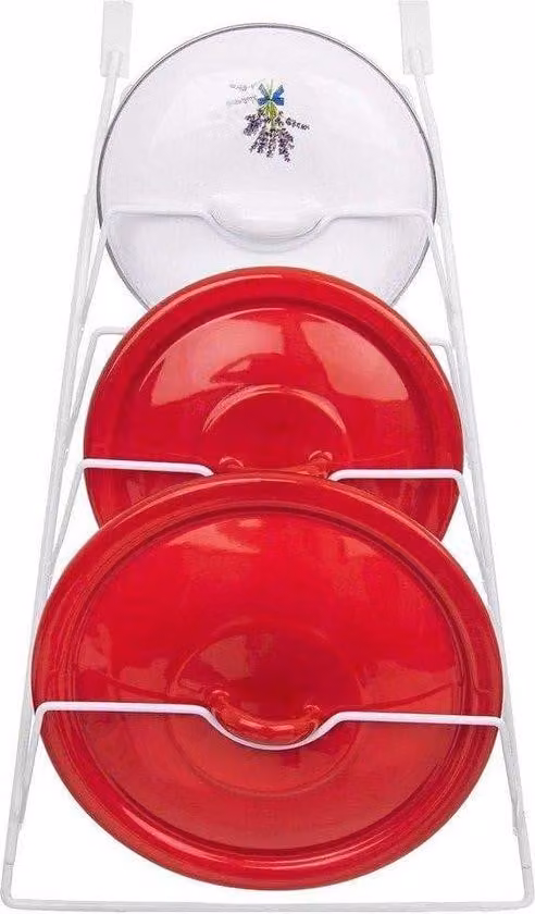 Scaffale da cucina per pentole e coperchi - Organizer da cucina montabile a parete o su ante - Portatazze bianco