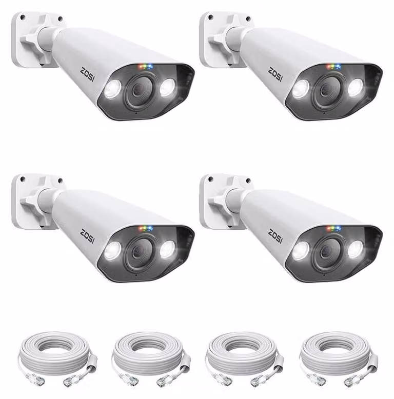 Telecamera di sicurezza, risoluzione 8MP, visione notturna a colori, confezione da 4 telecamere da 5MP