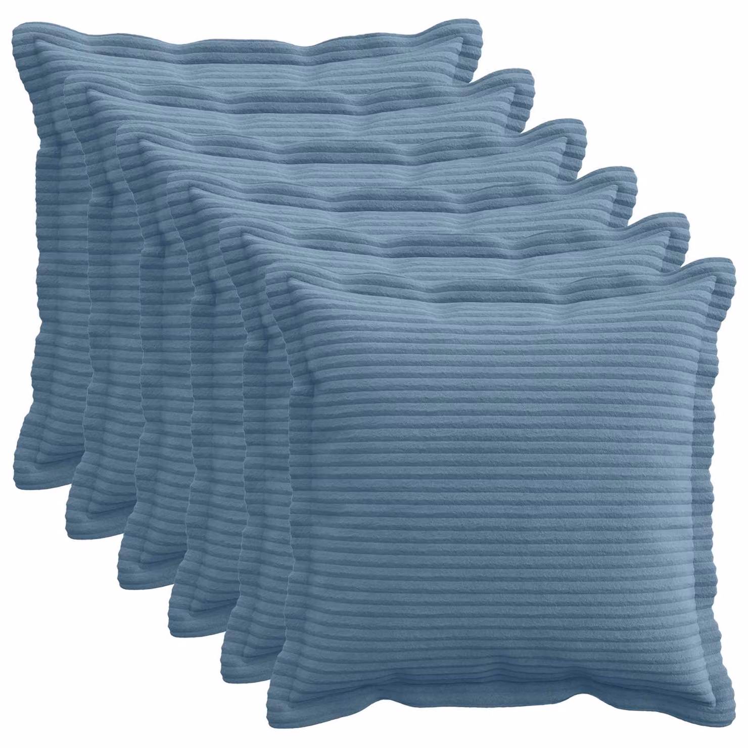 Set di 6 federe vidaXL HOUTEN in velluto a coste blu, 50 x 50 cm
