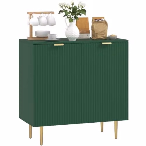 HOMCOM Sideboard scanalato 2 ante ripiani regolabili Verde